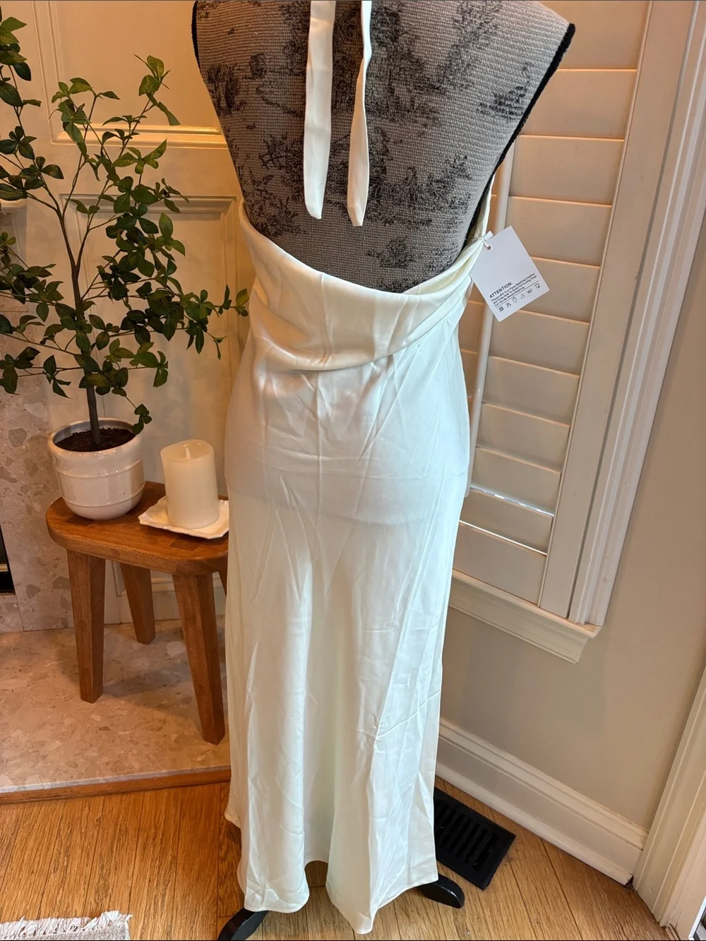 2026 Summer Satin Halter Neck Backless Slit Midi Dresses Elegant Cowl Back Ruche